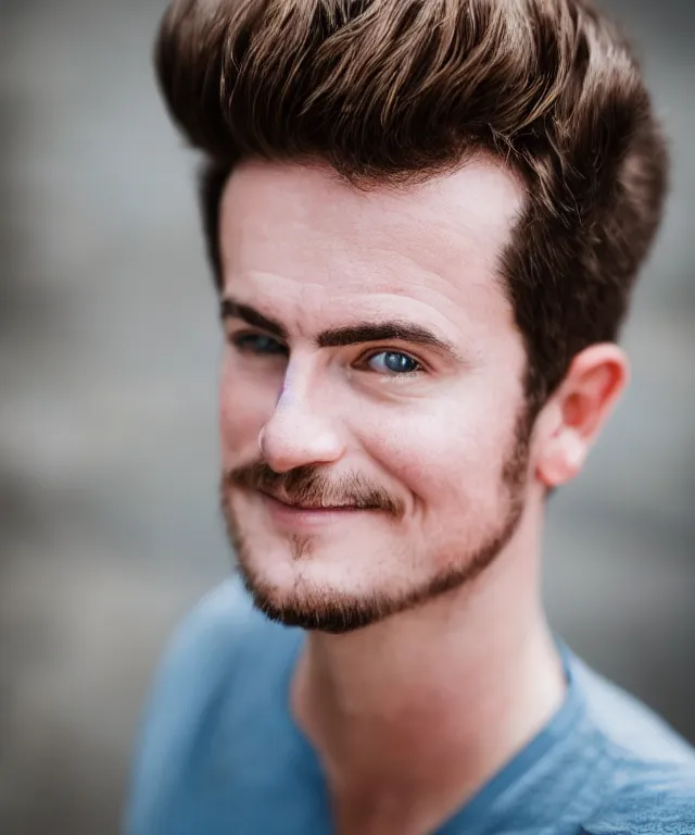 Image similar to portrait photo of jimmy neutron, photograph, 8 5 mm f / 1. 8, real