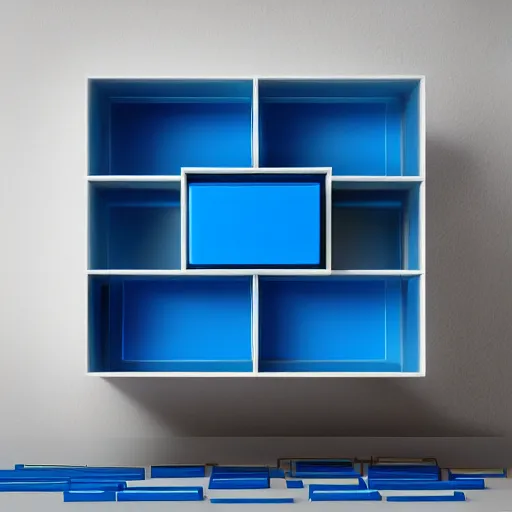 Image similar to blue cube, studio, octane render,