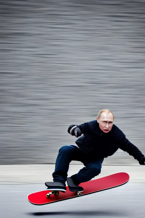 Image similar to a picture of putin playing skateboard - photorealistic, face features, incrinate taken with canon eos 5 d mark iv, versatile, lens interoperability, autofocus, 4 k uhd video capture at 3 0 fps, 8 k time - lapse functions, by karah mew