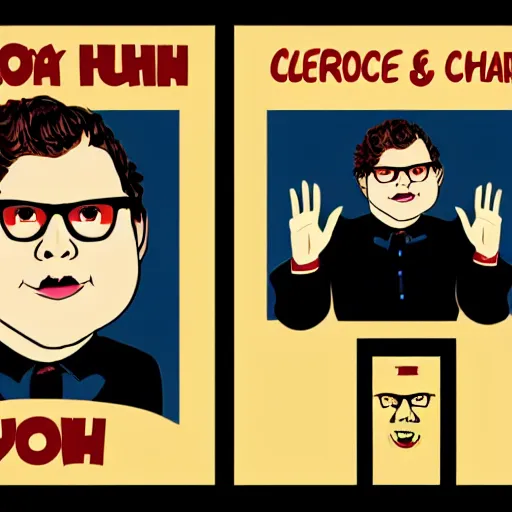 Prompt: jonah - hill & clark duke hybrid, vector, svg sticker art