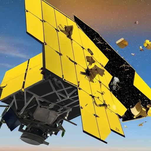 Image similar to james webb telescope crashing into meteor