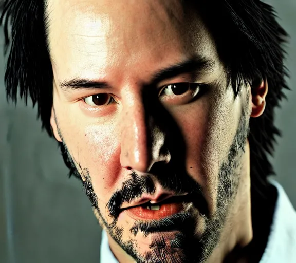 Image similar to a portrait of keanu reeves, photography, portrait, natural lighting, by salvador dali