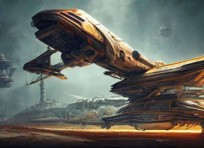 Image similar to detailed full body concept art illustration oil painting of retro fantasy spaceship in full intricate detail, ultra detailed, digital art, octane render, 4K, dystopian, micro details