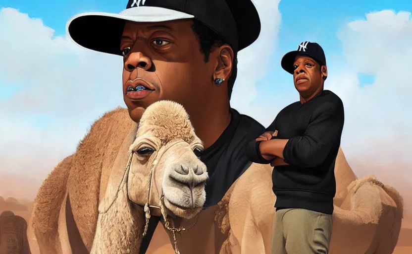 portrait of jay - z wearing a yankee baseball hat and