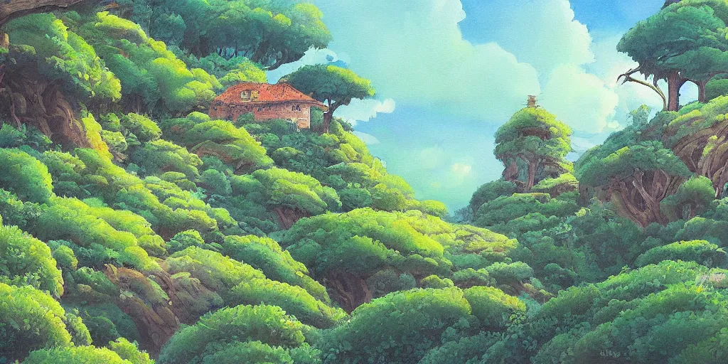 Prompt: a beautiful painting of landscape, ghibli style