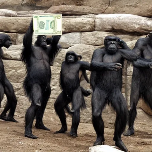 Image similar to apes throwing money