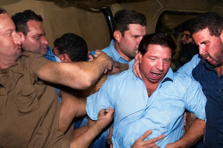 Prompt: Ron DeSantis taken captive by ISIS terrorists, 35mm photograph