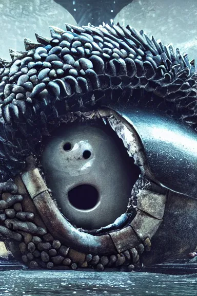 Image similar to very very intricate photorealistic photo of a chain chomp in an episode of game of thrones, photo is in focus with detailed atmospheric lighting, award - winning details