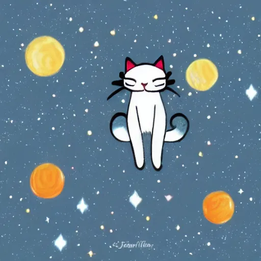 Prompt: cute cat falling into the galaxy