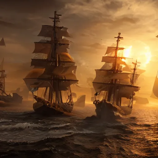 Image similar to ancient ship battle, highly detailed, photorealistic portrait, bright studio setting, studio lighting, crisp quality and light reflections, unreal engine 5 quality render