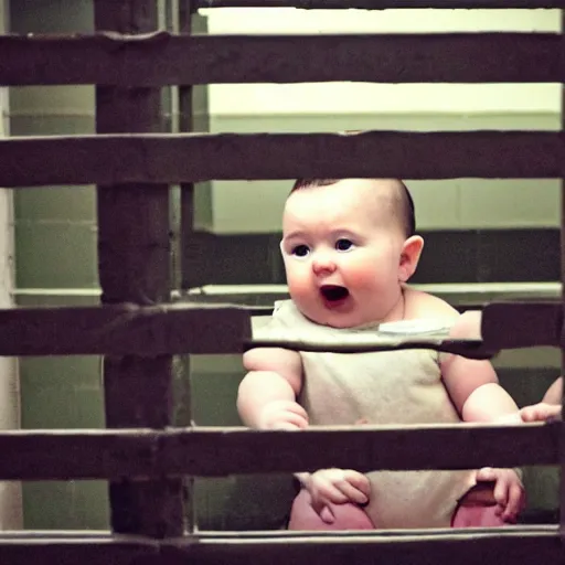 Image similar to baby inside a prison