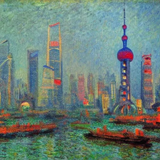 Prompt: Shanghai in the style of Monet