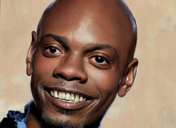 Image similar to a highly detailed beautiful portrait of [ robot ] dave chappelle by gregory manchess, james gurney, james jean