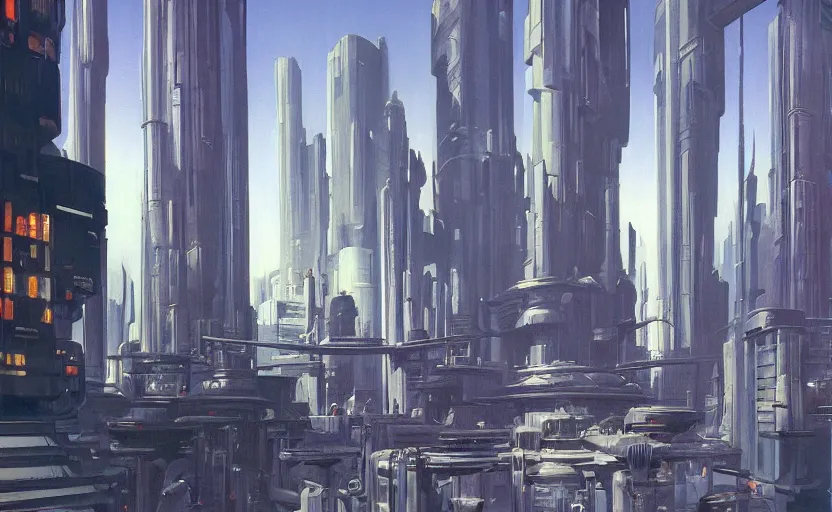 Image similar to coruscant undercity by syd mead