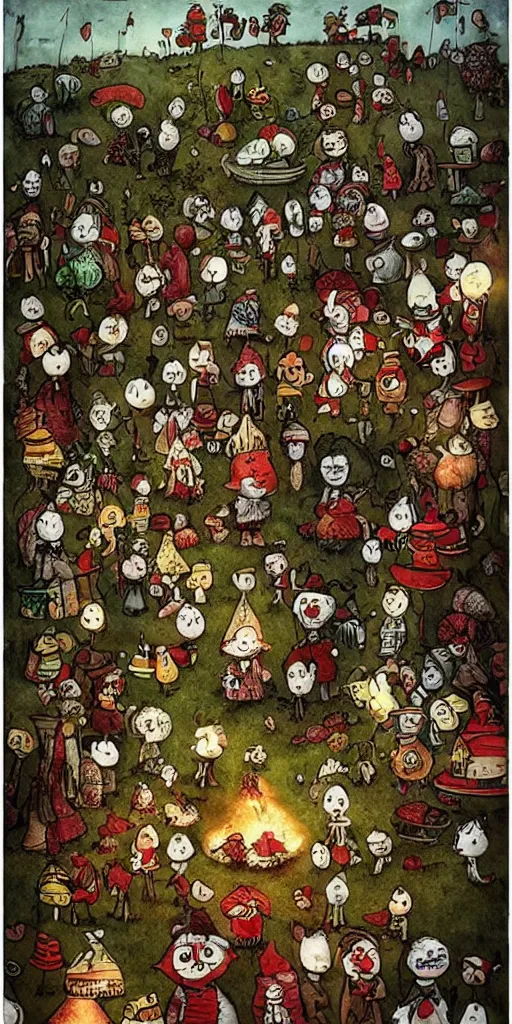 Prompt: a thanksgiving scene by alexander jansson and where's waldo