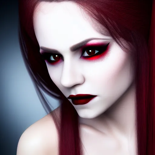 Image similar to photo of a real-life beautiful vampire queen, highly detailed, 4k,