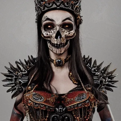 Prompt: photo of beautiful queen of death, 4 k, godly, intricate, detailed