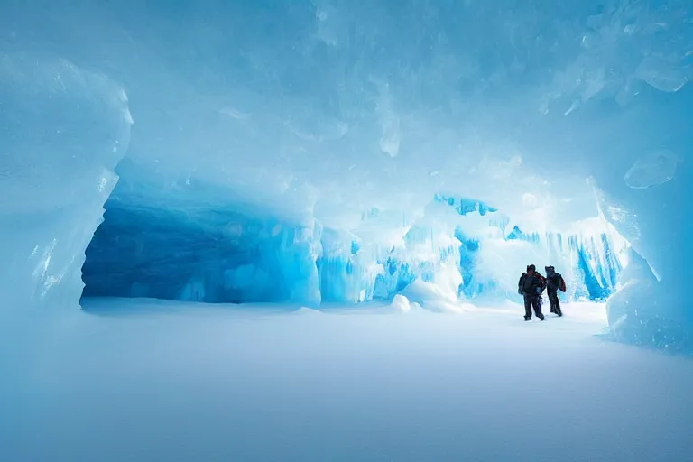 Image similar to inside an ice cave, blue, wide angle, marc adamus, beautiful