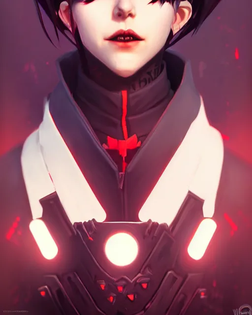 Prompt: hq rendering, dark vampire, character portrait, concept art, painterly, fanart, highly detailed in the style of overwatch by ilya kuvshinov, wenjun lin,