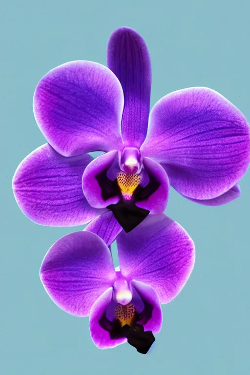 Prompt: a purple and blue orchid, a computer rendering by agnes lawrence pelton, featured on polycount, computer art, rendered in cinema 4 d, octane render, rendered in maya