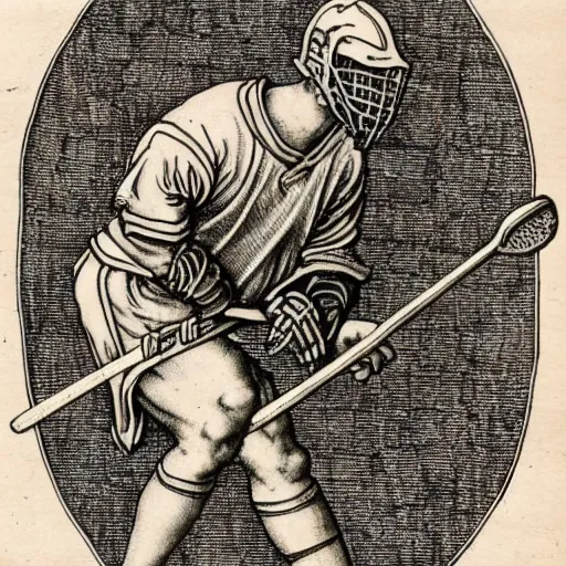 Prompt: lacrosse player, highly detailed, 8k, intricate, Albrecht Durer style H 1920