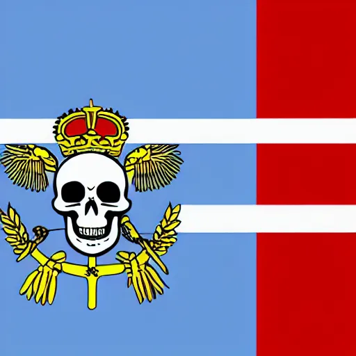 Image similar to Flag of uruguay with a skull instead of a sun