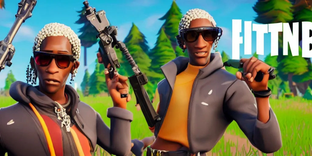 Image similar to young thug, in fortnite