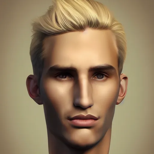 Image similar to a realistic portrait of a blonde man with big lips, ancient times, trending on artstation