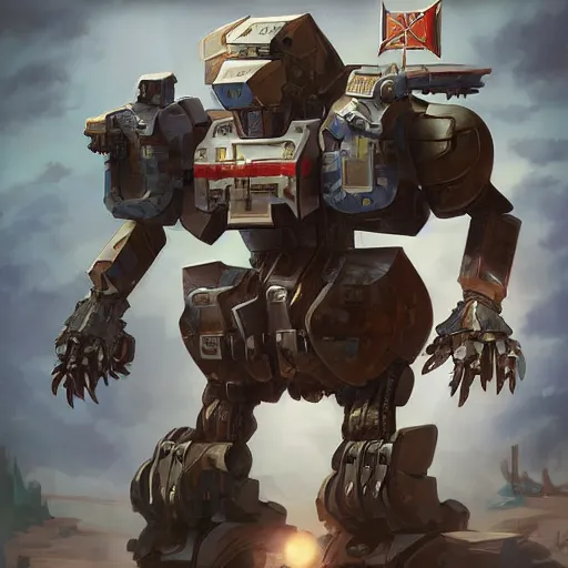 Image similar to sythe mech game artwork stonemaier