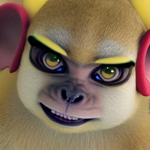 Image similar to If Pikachu was a monkey, highly detailed, photorealistic picture, 8k