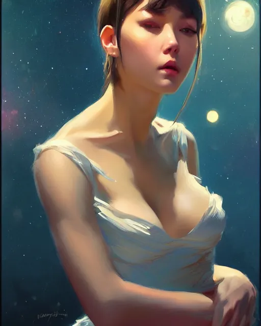 Image similar to a potrait of a space fanstasy cat, fine details. night setting. realistic shaded lighting poster by ilya kuvshinov katsuhiro, artgerm, jeremy lipkin and michael garmash, unreal engine, radiant light, detailed and intricate environment, digital art, trending on art station