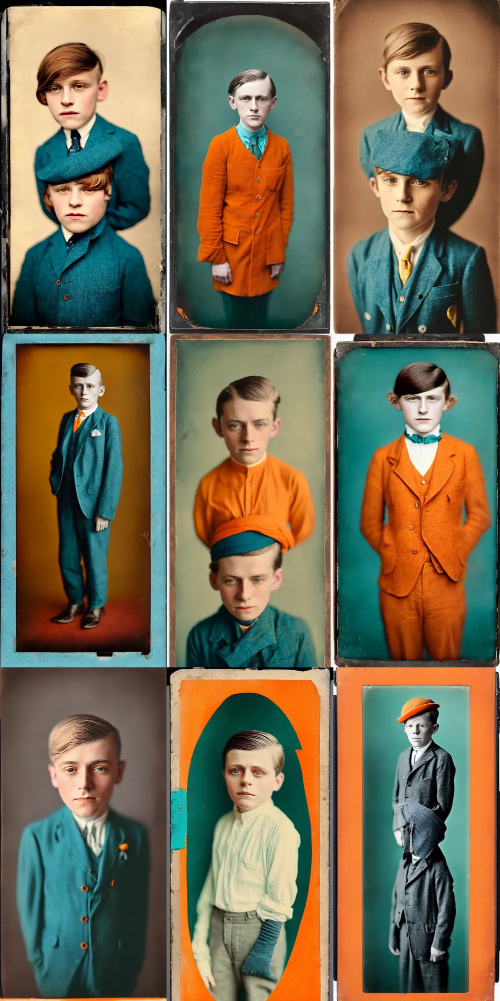 Image similar to kodak portra 4 0 0, wetplate, 8 k, shot of a highly detailed, britt marling style, colour still - life portrait of a lemon looks like a handsome 8 year old boy, 1 9 2 0 s cloth, 1 9 2 0 s hair, teal and orange, muted coloures