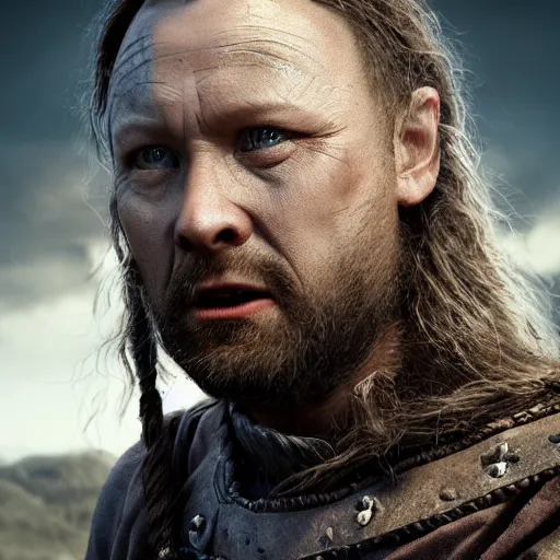 Prompt: limmy brian limond as braveheart, realistic artstyle, wide shot, dramatic lighting, octane render, hyperrealistic, high quality, highly detailed, hd, beautiful, cinematic, 8 k, unreal engine, facial accuracy, symmetrical