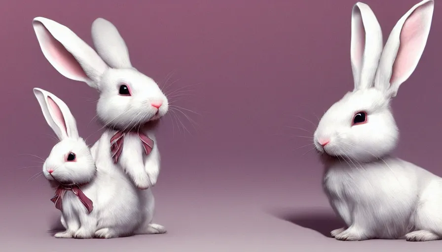 Image similar to Cute smiling small white rabbits, hyperdetailed, artstation, cgsociety, 8k