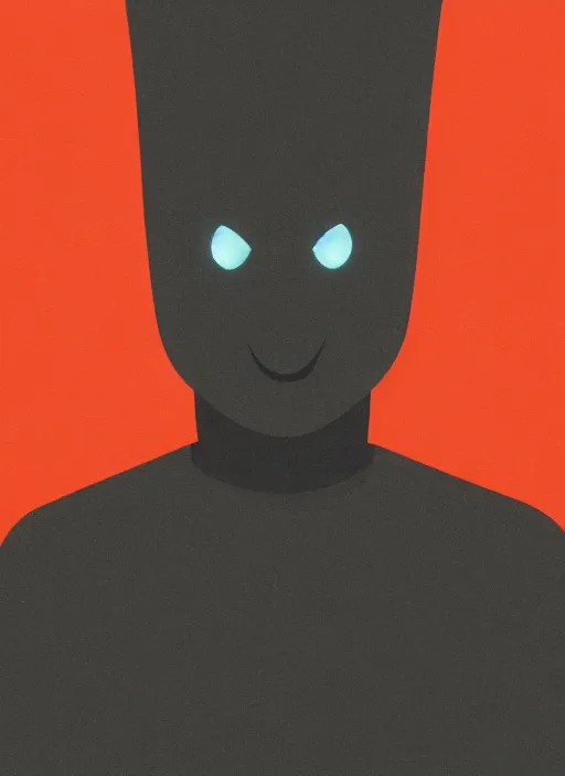 Image similar to dark 2 d matte gouache illustration of a character wearing a black robe, glowing eyes, 4 k, detailed