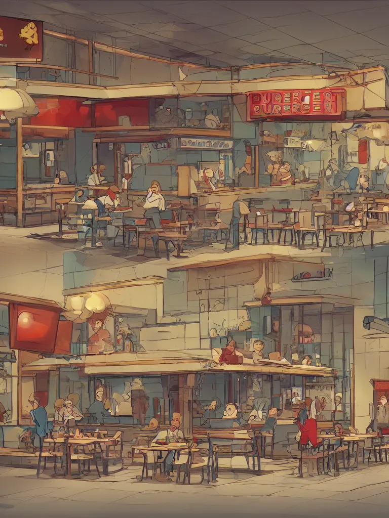 Prompt: burger joint by disney concept artists, blunt borders, rule of thirds