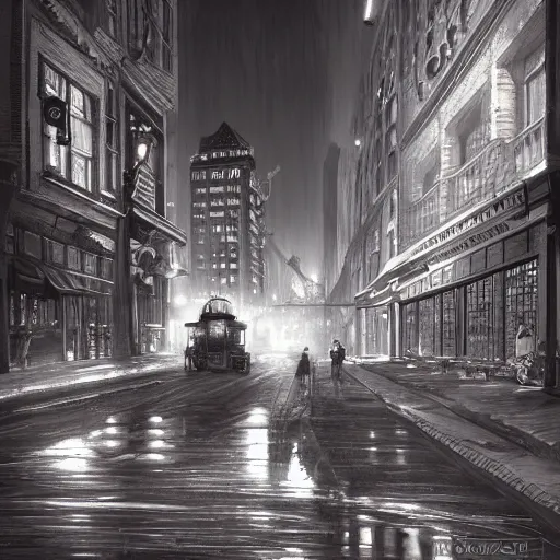 Image similar to downtown boston 1 9 2 5, atmospheric lighting, intricate, ultra detailed, well composed, best on artstation, cgsociety, epic, stunning, gorgeous, intricate detail, wow, masterpiece