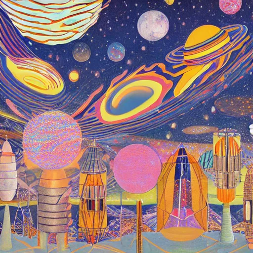 Prompt: Liminal space in outer space by Naomi Okubo