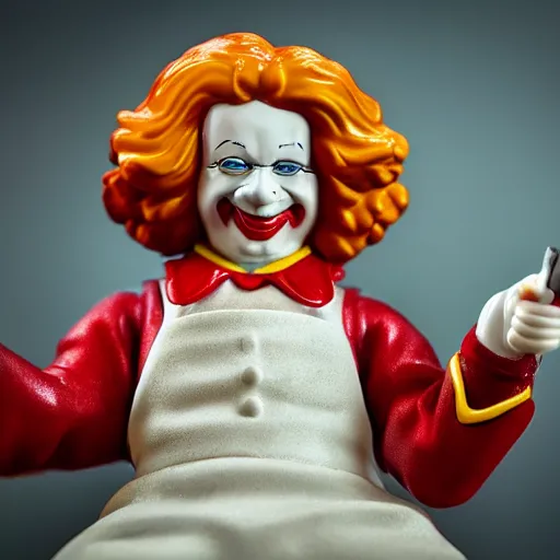 Image similar to macro photography of ho scale miniature ronald mcdonald figurine