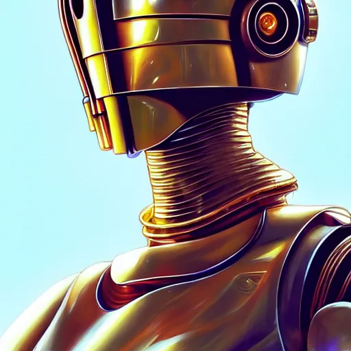 Prompt: c - 3 po, portrait shinkai makoto studio ghibli studio key hideaki anno sakimichan stanley artgerm lau rossdraws james jean marc simonetti elegant highly detailed digital painting artstation pixiv