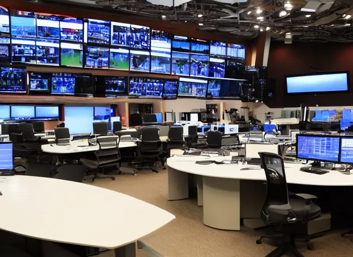 Image similar to television newsroom set