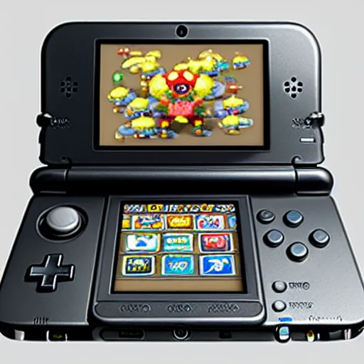 Image similar to an image of a nintendo 3 ds game system, a 3 d render by miyamoto, featured on polycount, precisionism, 3 d, rendered in maya, 2 d game art