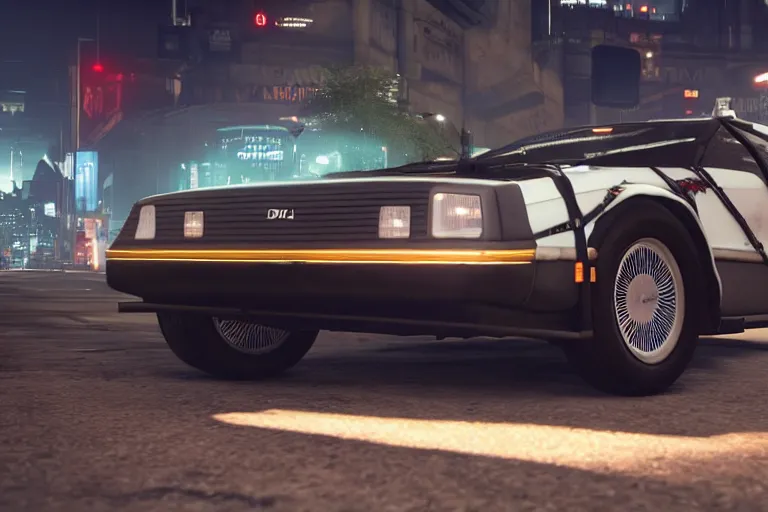 Image similar to 1 9 2 2 delorean by grand theft auto v, by red dead redemption 2, by cyberpunk 2 0 7 7