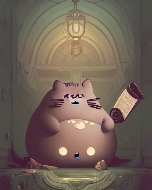 Prompt: highly detailed surreal vfx portrait of a cute pusheen plush, stephen bliss, unreal engine, greg rutkowski, loish, rhads, beeple, makoto shinkai and lois van baarle, ilya kuvshinov, rossdraws, tom bagshaw, alphonse mucha, global illumination, detailed and intricate environment