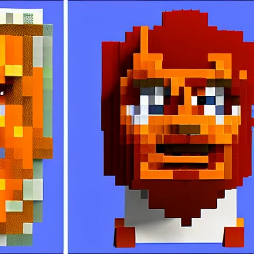 Image similar to donald trump bust artwork made from minecraft blocks, detailed voxel art