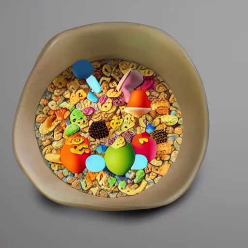 Prompt: surrealist bowl of cereal do not eat