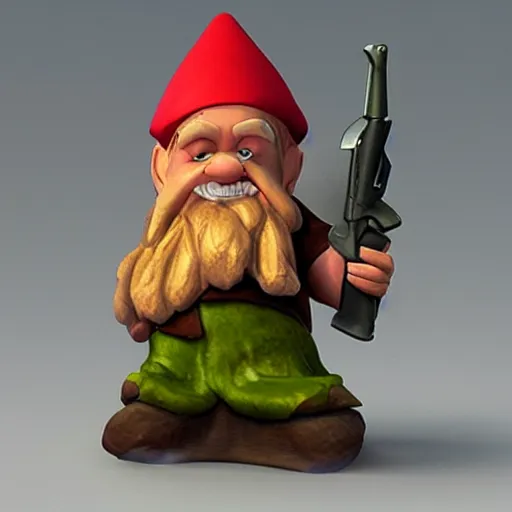 Prompt: gnome with gun