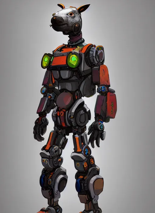 Prompt: cartoon, detailed full body concept art, illustration matte painting, an anthropomorphic capybara mech pilot in full intricate colorful clothing, ultra detailed, digital art, octane render, 4K, dystopian, biomutant, micro details