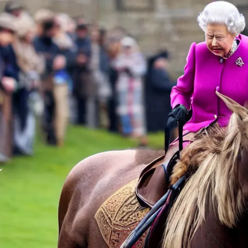 Image similar to queen elizabeth ii, riding a horse, at edinburgh