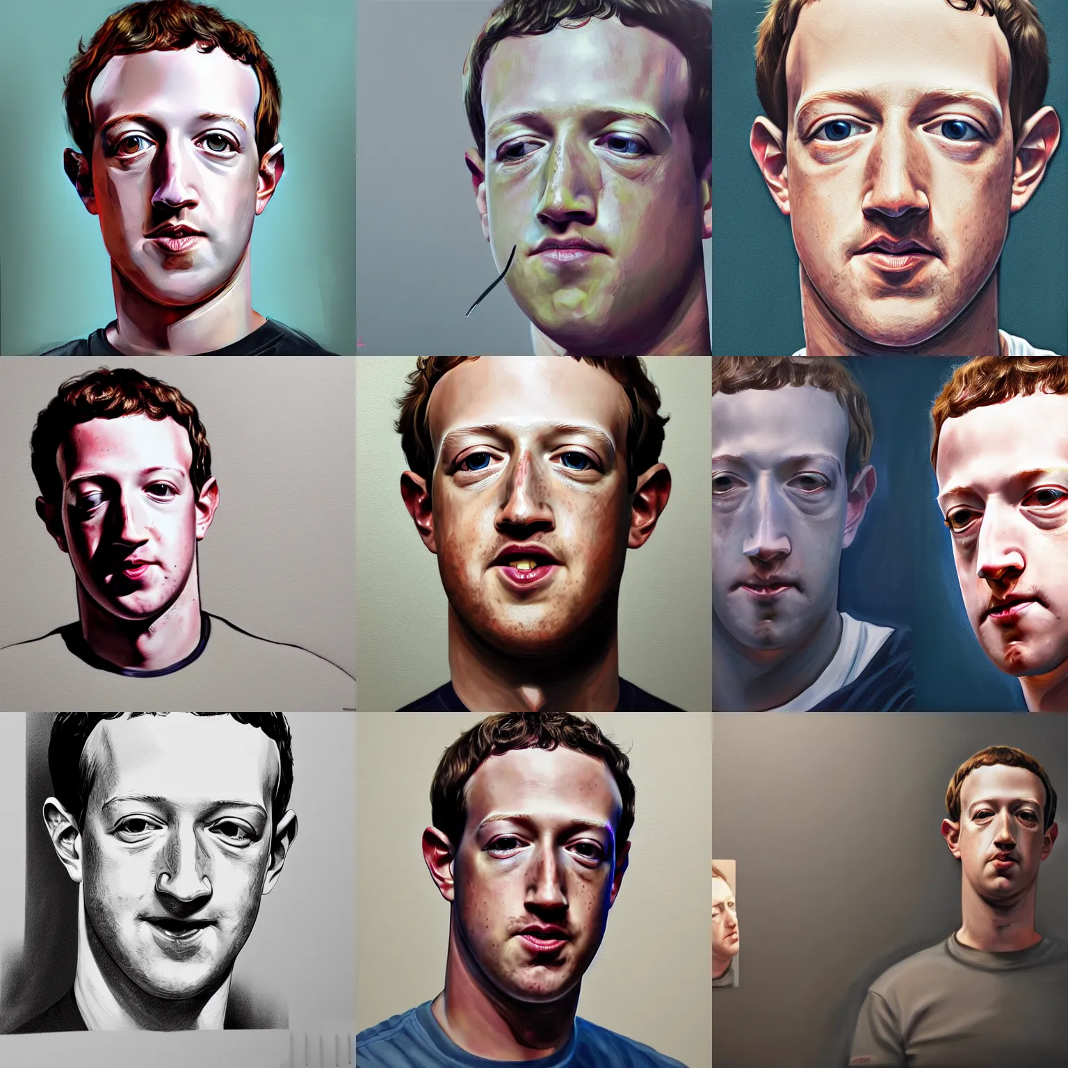 Prompt: painting of mark zuckerberg watching you, stalking, scary, detailed, artstation, high quality